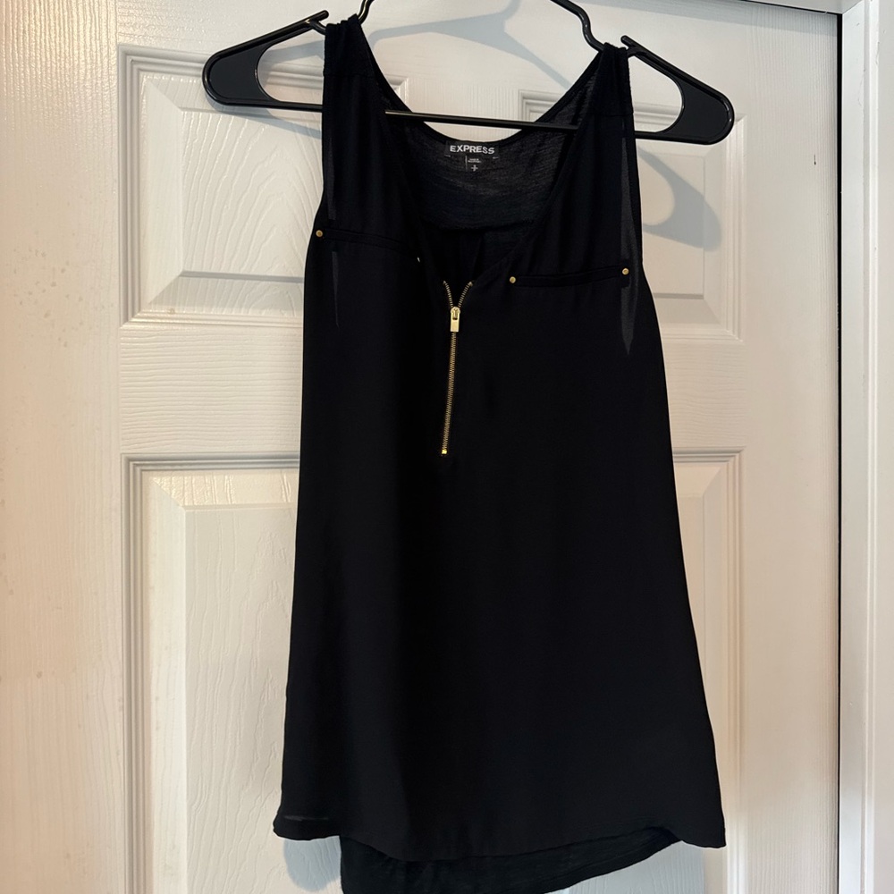 Express Black Camisole Tank Top with Zipper Detail
